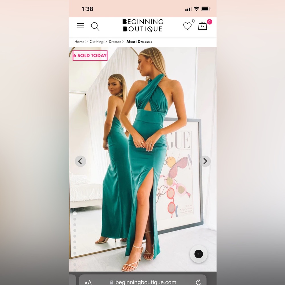 Beginning Boutique Emerald green Prom dress size 10